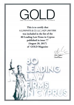 Gold Magazine 2017 Top 80 Law Firms in Cyprus