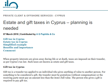 Estate and gift taxes in Cyprus – planning is needed