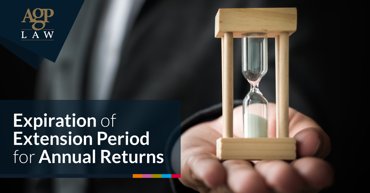 Expiration of Extension Period for Annual Returns AGPLAW, A.G